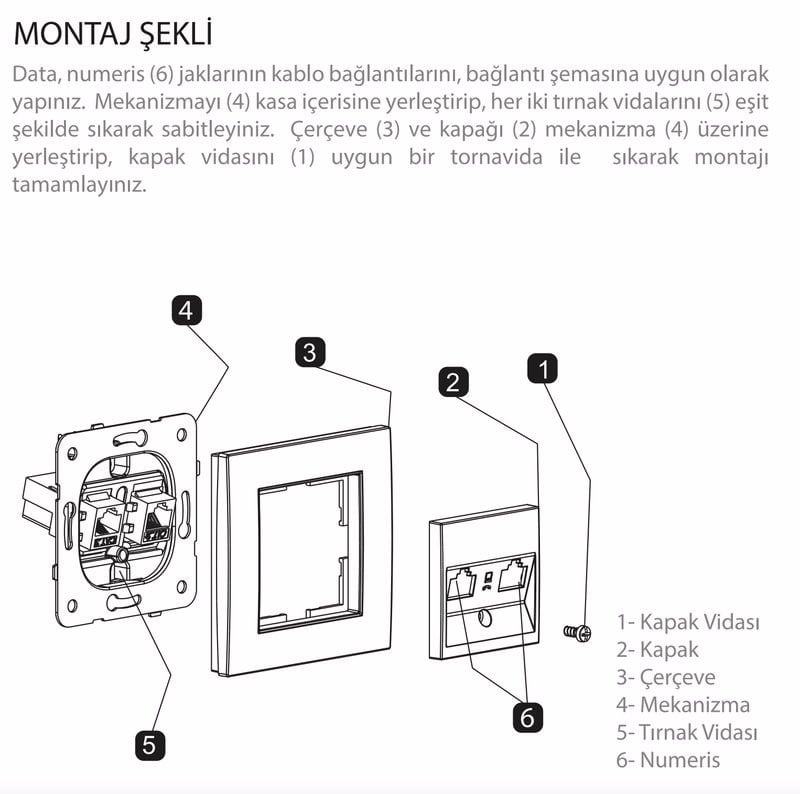 Viko Artline Novella İkili Numeris Cat3 Ceviz / Mekanizma + Kapak (Çerçevesiz)