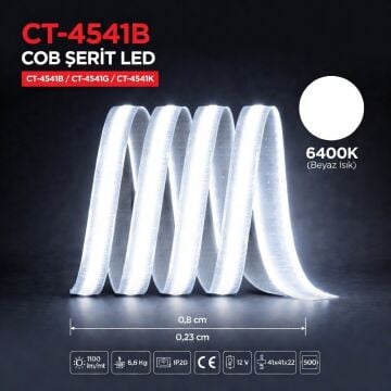Cata 12V Yüksek Lümen Cob Şerit Led Aydınlatma Beyaz Işık ct-4541B
