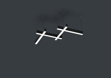 İkili Linear Takım Aydınlatma Modern Led Avize Lineer Armatür 2700K (Sarı Işık) - Askılı - Siyah