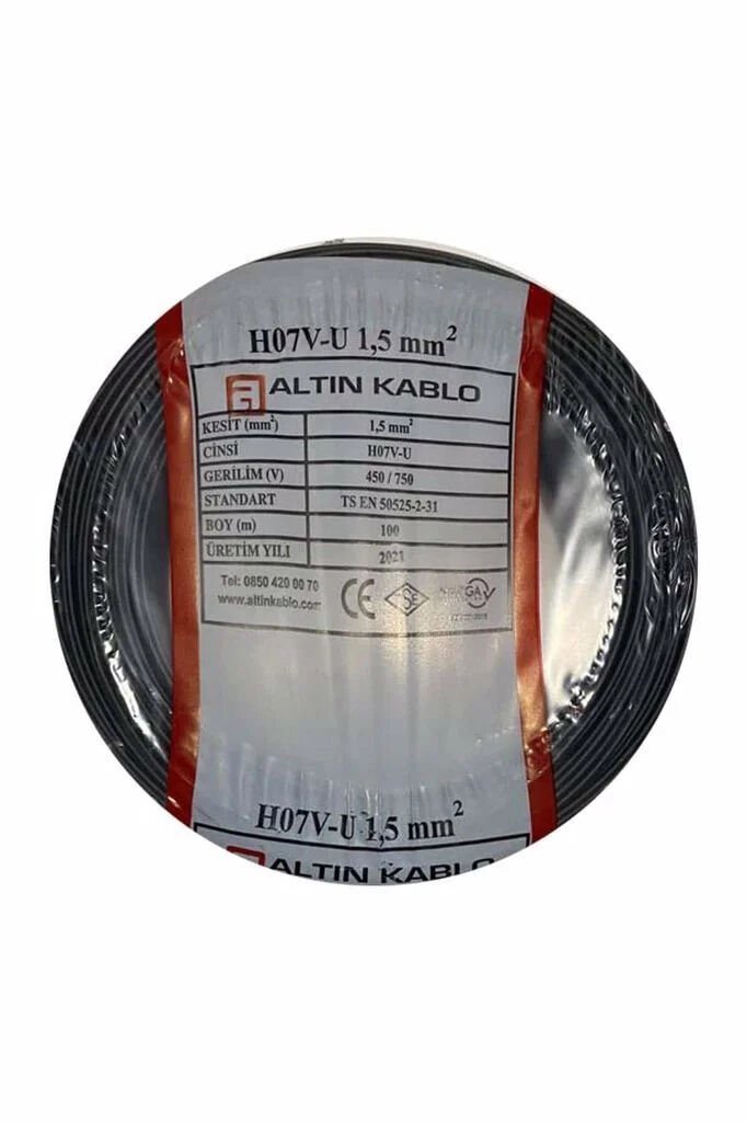 Altın Kablo 1,5 mm Nya Tek Damarlı Bakır Elektrik Kablosu Siyah 100 Metre