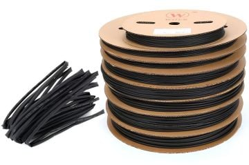 Woer 4 Mm Siyah Isı İle Daralan Makaron 200 Metrelik Rulolarda