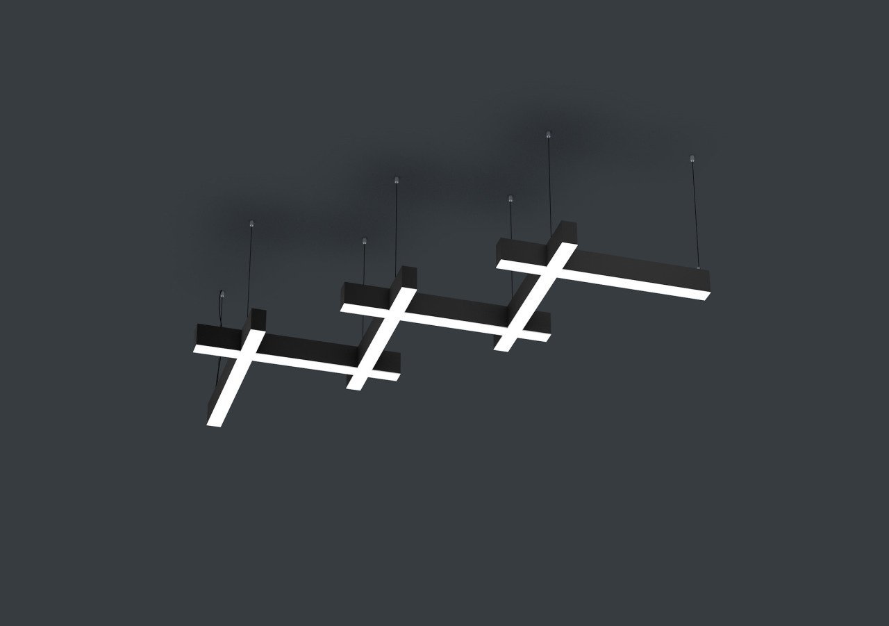 Üçlü Linear Takım Aydınlatma Modern Led Avize Lineer Armatür 2700K (Sarı Işık) - Askılı - Antrasit