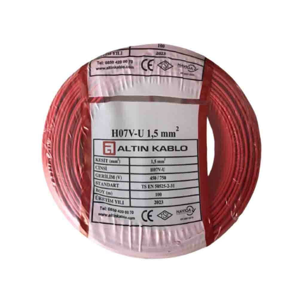 Altın Kablo 2,5 mm Nya Tek Damarlı Bakır Elektrik Kablosu Kırmızı 100 Metre