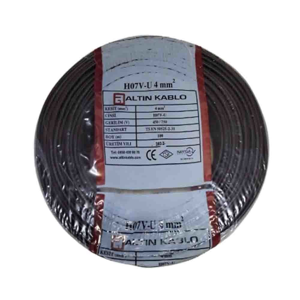 Altın Kablo 4 mm Nya Tek Damarlı Bakır Elektrik Kablosu Siyah 100 Metre