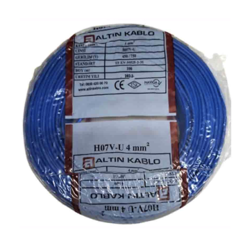 Altın Kablo 4 mm Nya Tek Damarlı Bakır Elektrik Kablosu Mavi 100 Metre