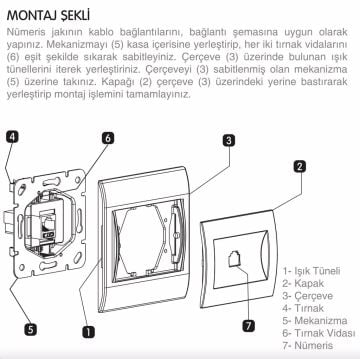Viko Thea Blu Tekli Nümeris Telefon Prizi (RJ11) Mekanizma + Kapak