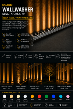 Sıva Üstü Wallwasher Duvar Aydınlatma 120Cm 45 Ledli Volvoşır Aydınlatma