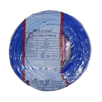 Altın Kablo 6 mm Nya Tek Damarlı Bakır Elektrik Kablosu Mavi 100 Metre