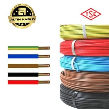 Altın Kablo 10 mm Nya Tek Damarlı Bakır Elektrik Kablosu Sarı Yeşil 100 Metre