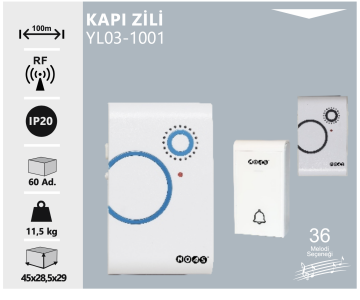 Noas Kablosuz Kapı Zili 36 Moledili YL03-1001