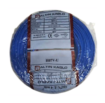 Altın Kablo 10 mm Nya Tek Damarlı Bakır Elektrik Kablosu Mavi 100 Metre