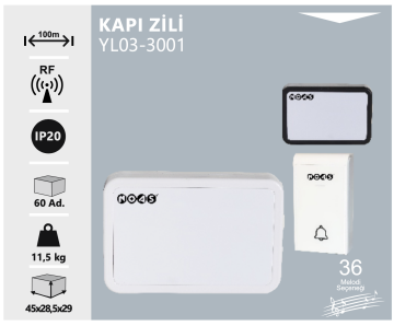 Noas Kablosuz Kapı Zili 36 Moledili YL03-3001