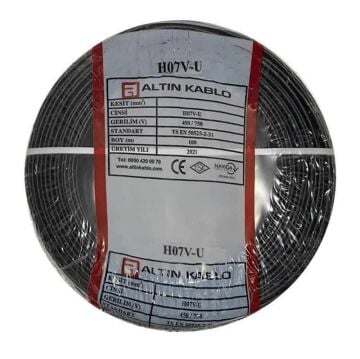 Altın Kablo 25 mm Nya Tek Damarlı Bakır Elektrik Kablosu Siyah 100 Metre