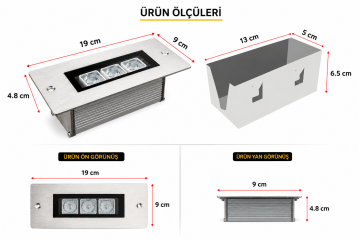 Sıva Altı Wallwasher Duvar Aydınlatma 10Cm 3 Ledli Volvoşır Aydınlatma