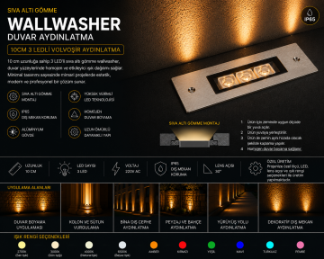 Sıva Altı Wallwasher Duvar Aydınlatma 10Cm 3 Ledli Volvoşır Aydınlatma