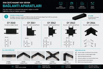 Goya Sıva Üstü Slim Magnet Ray L Bağlantı Aparatı Duvar Tipi GY 2044
