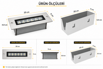 Sıva Altı Wallwasher Duvar Aydınlatma 20Cm 6 Ledli Volvoşır Aydınlatma