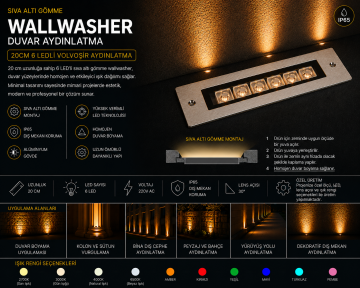 Sıva Altı Wallwasher Duvar Aydınlatma 20Cm 6 Ledli Volvoşır Aydınlatma