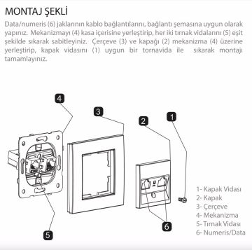 Viko Artline Novella Data-Nümeris Telefon Prizi (RJ45-CAT6-CAT3) Mekanizma + Kapak 92600104