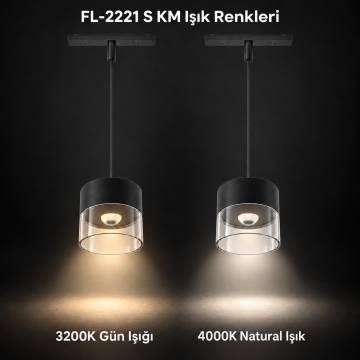 Forlife Klasik FL-2221 S KM 9W Sarkıt Avize Magnet Ray Aydınlatma Siyah Kasa