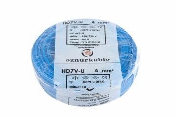 Öznur Kablo 4 mm Nya Tek Damarlı Bakır Elektrik Kablosu Mavi 100 Metre