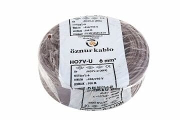 Öznur Kablo 6 mm Nya Tek Damarlı Bakır Elektrik Kablosu Kahverengi 100 Metre