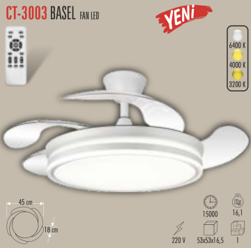 Cata Basel 3 Renk Yanma Modlu Dimlenebilir Pervane Led Ampul Aydınlatma CT-3003