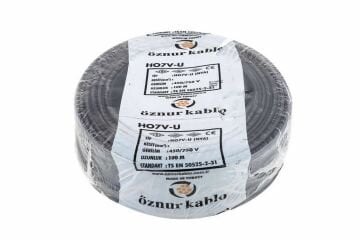 Öznur Kablo 10 mm Nya Tek Damarlı Bakır Elektrik Kablosu Siyah 100 Metre
