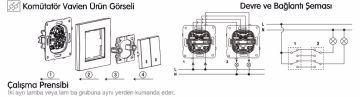 Viko Artline Novella Komütator Vavien Anahtarı Mekanizma + Kapak 92605317 Bronz