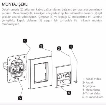 Viko Artline Novella Nümeris Telefon Prizi (CAT3) Mekanizma + Kapak 92600013