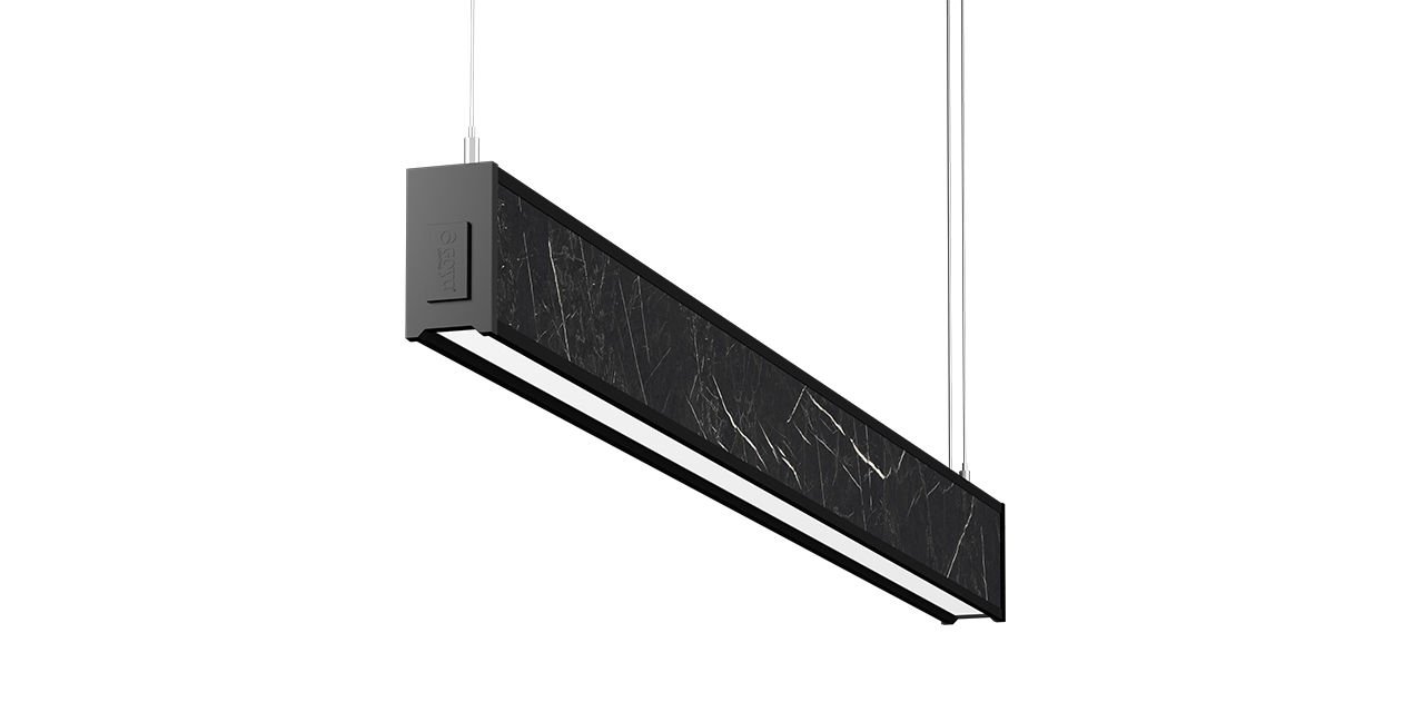 Goya 18 Watt Samsung Ledli Mermer Desenli Dekoratif Sarkıt Linear Armatür 60CM GY 8046-60 6500K (Beyaz Işık) - Siyah Mermer - Sıva Üzeri Montaj