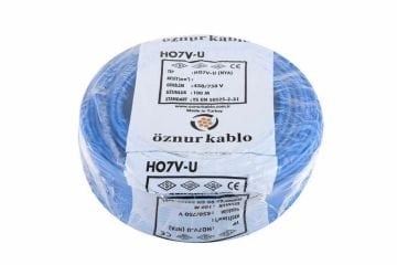 Öznur Kablo 10 mm Nya Tek Damarlı Bakır Elektrik Kablosu Mavi 100 Metre