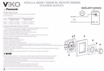 Viko Artline Novella Pro Dimmer RL (6W-100W) Mekanizma + Kapak 92600129