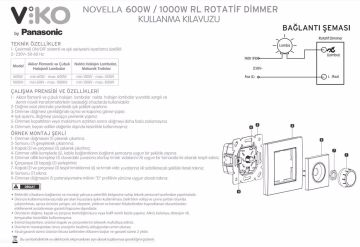 Viko Artline Novella Pro Dimmer RC (40W-400W) Mekanizma + Kapak 92600129 Siyah