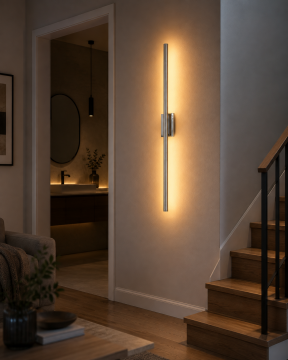 Krom Kasa Düz Dekoratif Çift Yönlü Duvar Aplik 75CM