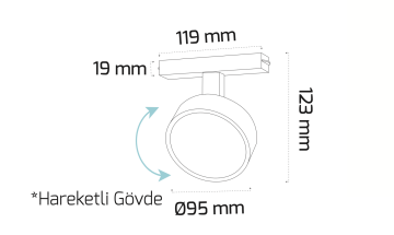 Goya Slim Hareketli 15W Yuvarlak Magnet Ray Armatür Aydınlatma GY 2081-15