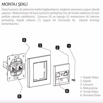 Viko Artline Novella Tekli Data Prizi (RJ45 CAT6) Mekanizma + Kapak 92600102