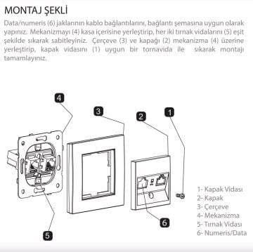 Viko Artline Novella Tekli Data Prizi (RJ45 CAT6) Mekanizma + Kapak 92600102 Ceviz