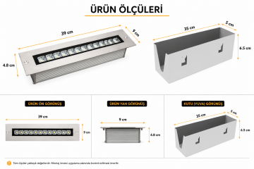Sıva Altı Wallwasher Duvar Aydınlatma 35Cm 12 Ledli Volvoşır Aydınlatma