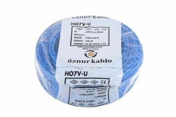 Öznur Kablo 16 mm Nya Tek Damarlı Bakır Elektrik Kablosu Mavi 100 Metre