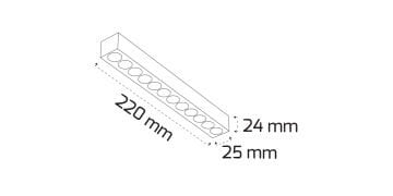 Goya Slim 12W Magnet Mercekli Linear Ray Armatür Aydınlatma 22CM GY 2071-12