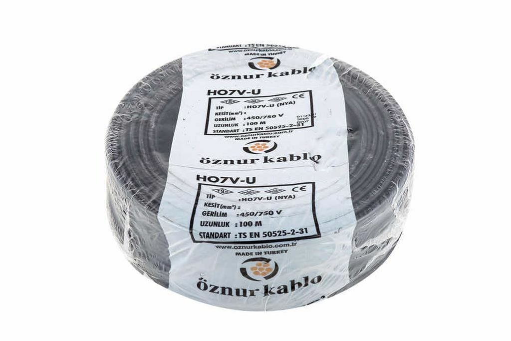 Öznur Kablo 25 mm Nya Tek Damarlı Bakır Elektrik Kablosu Siyah 100 Metre