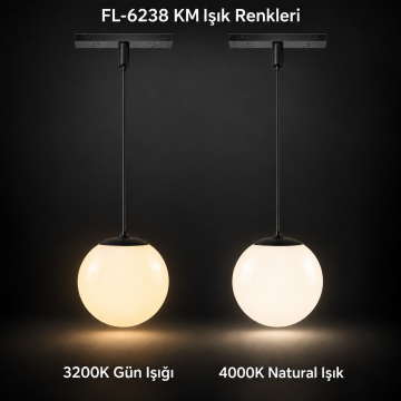 Forlife Klasik FL-6238 KM 6W Opal Küre Sarkıt Magnet Ray Aydınlatma