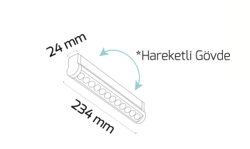 Goya Slim Hareketli 12W Magnet Mercekli Linear Ray Armatür Aydınlatma GY 2072-12