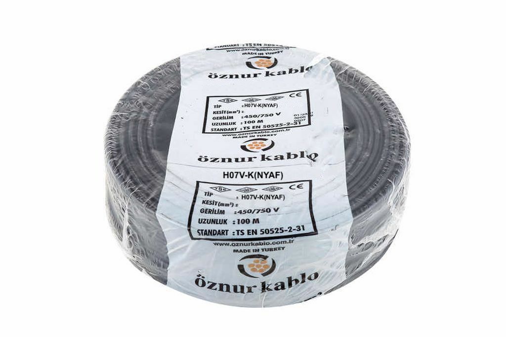 Öznur Kablo 4 mm Nyaf Çok Telli Bakır Elektrik Kablosu Siyah 100 Metre