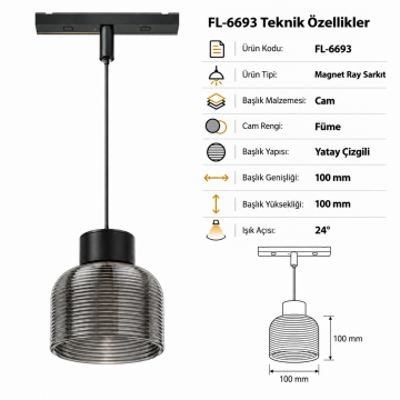 Forlife Klasik FL-6693 5W Cam Dekoratif Sarkıt Magnet Ray Aydınlatma