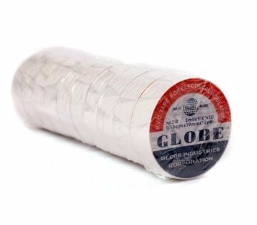 Globe Marka Beyaz 0.13Mmx19Mmx10Yrd İzole Elektrik Bandı 10 Lu Paket