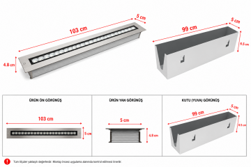 Sıva Altı Wallwasher Duvar Aydınlatma 100Cm 36 Ledli Volvoşır Aydınlatma