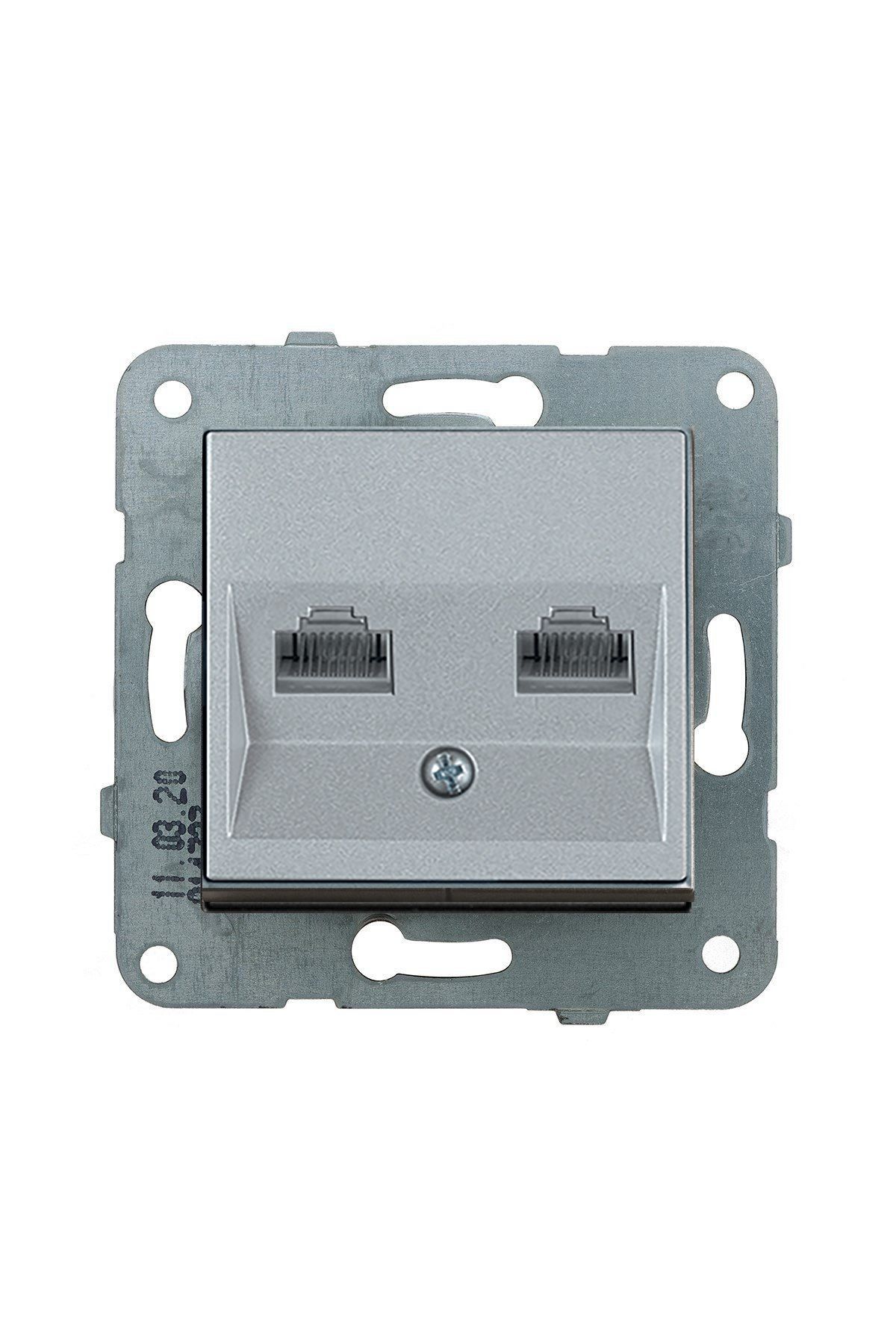 Viko Artline Novella Data-Nümeris Telefon Prizi (RJ45-CAT5E-CAT3) Mekanizma + Kapak 92600035 Gümüş