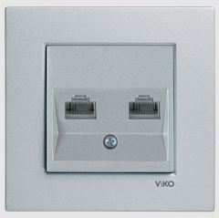 Viko Artline Novella Data-Nümeris Telefon Prizi (RJ45-CAT6-CAT3) Mekanizma + Kapak 92600104 Metalik Beyaz